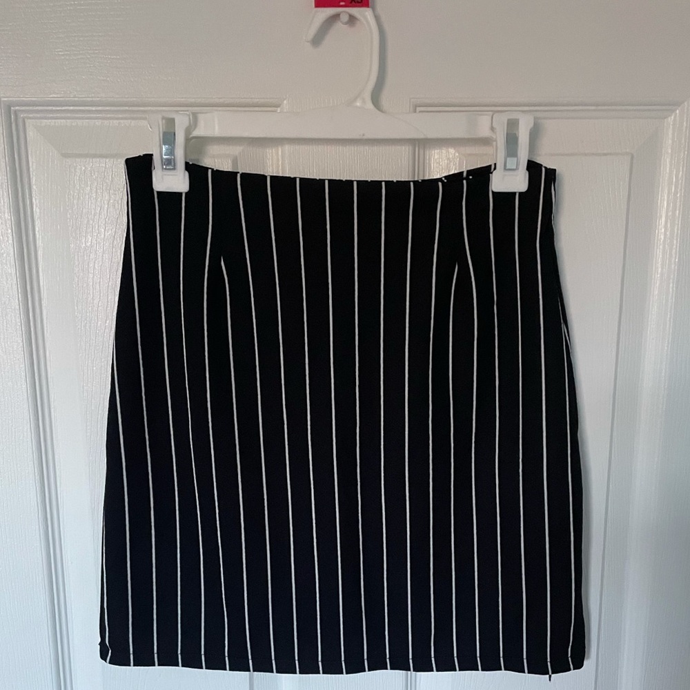 Black and White striped mini skirt